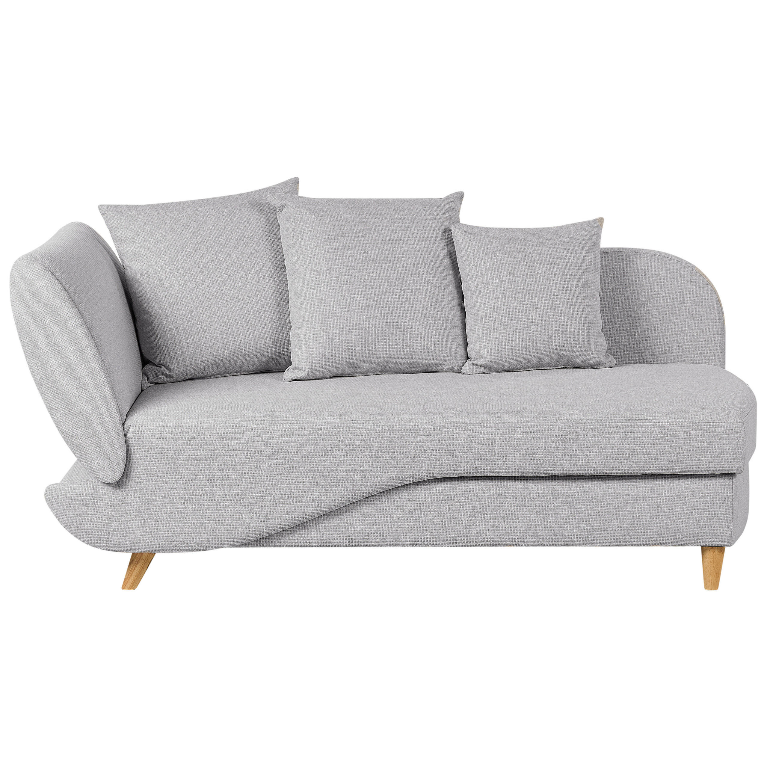 Beliani ČALOUNĚNÉ LEHÁTKO CHAISE LONGUE Imitace lnu světle šedé s úložným prostorem pod postelí levostranné Meri