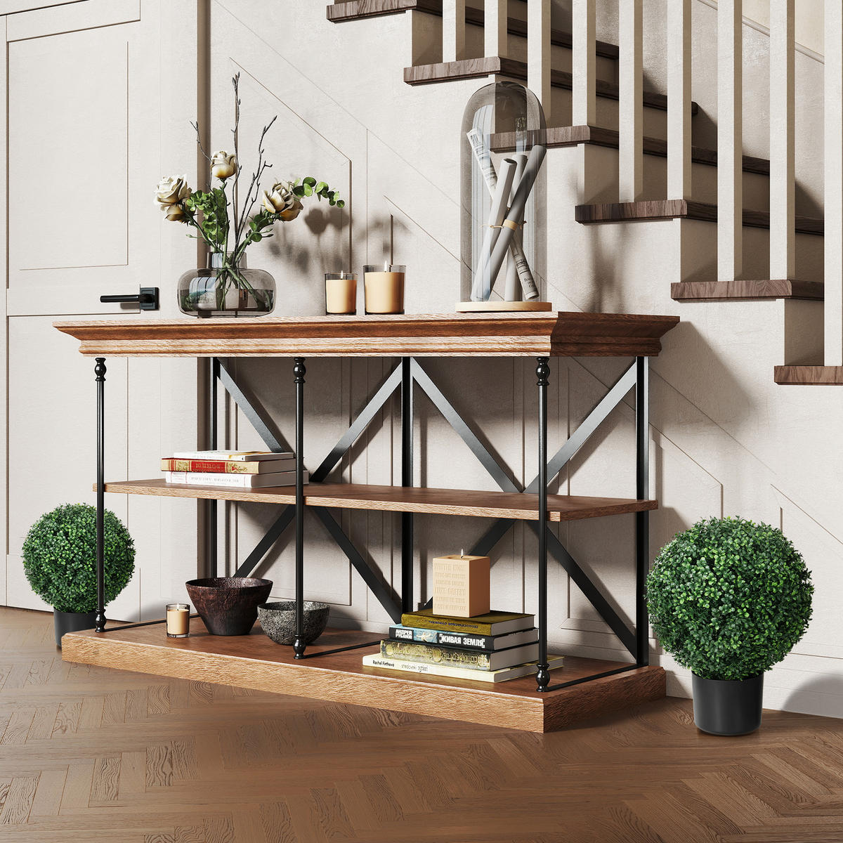 KÜNSTLICHE Pflanzen, 2er-Set UV-beständige Kunstpflanze im Blumentopf Grün - Grün, Kunststoff (52cm) - HOMCOM