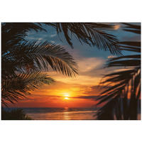 FOTOTAPETE Strand Palmen Orange 300x210 cm - Multicolor, Papier (300/210cm) - Wallarena