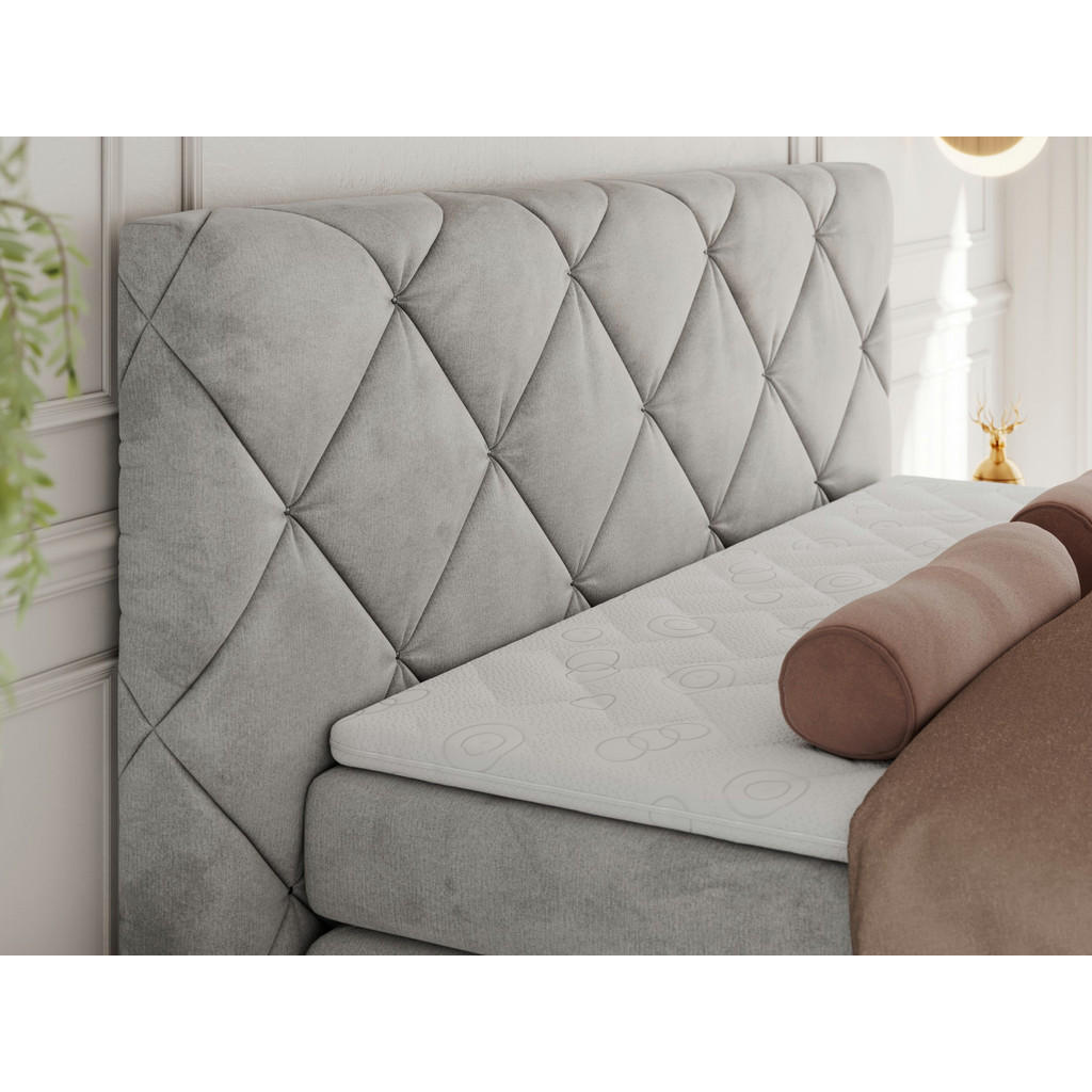 Thumbnail - Xxxl Boxbett, Hellgrau, Textil, 2-Sitzer, H3, Rechteckig, 160x200 cm, Oeko-Tex®, Schlafzimmer, Betten, Boxspringbetten