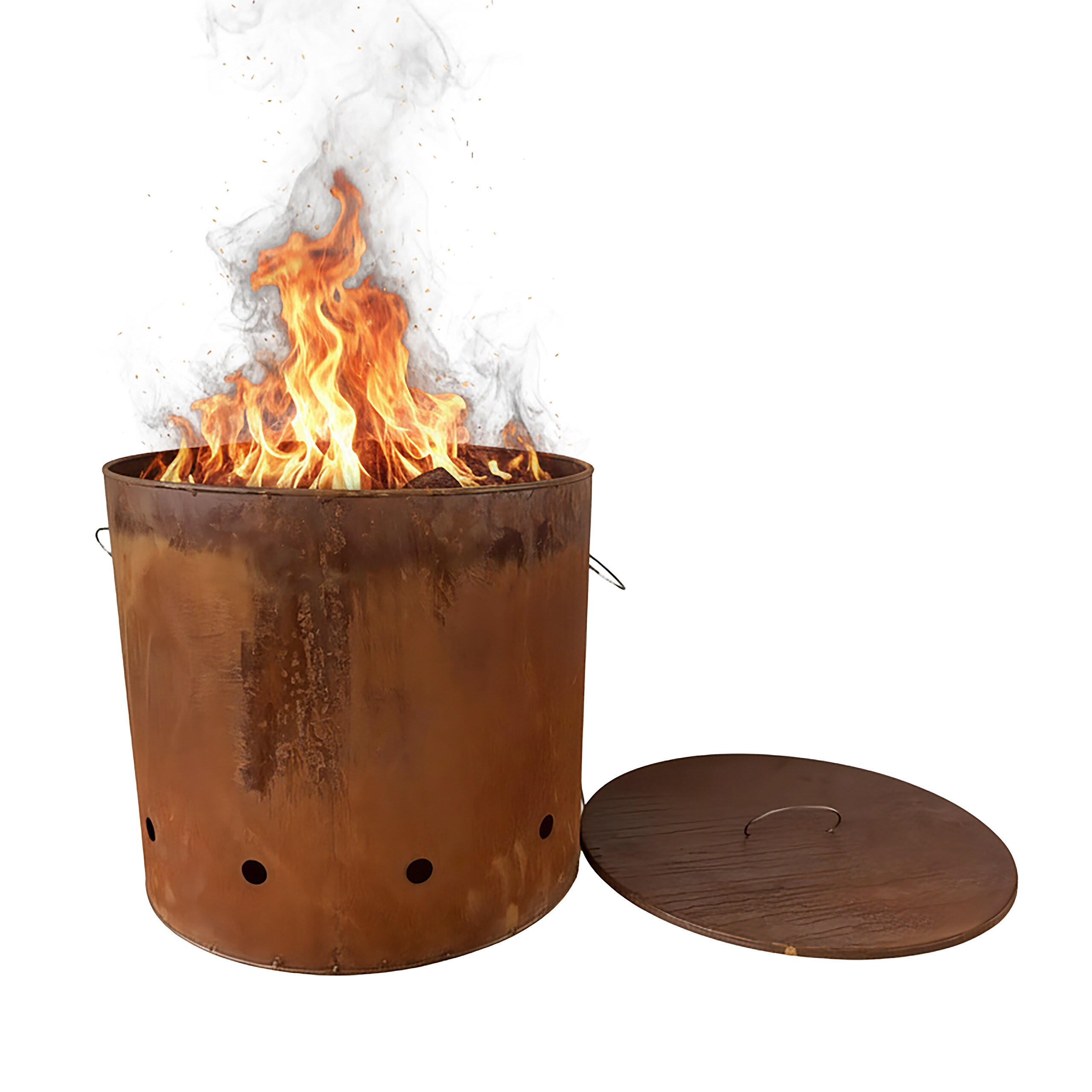 Relaxdays Feuertonne Braun 49.5x45x49.5 cm