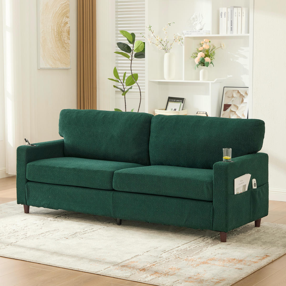 SOFA 2-Sitzer 203/77,5/86 cm Smaragd - Smaragdgrün, Textil (77.5/86/203cm)