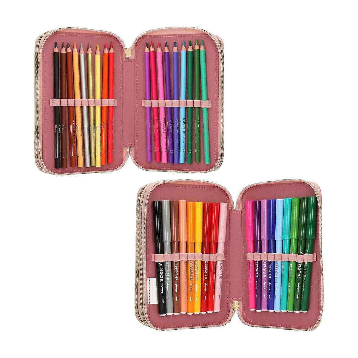 3-FACH FEDERTASCHE BLOSSOM PONY INKL. STIFTE Miss Melody rosa 7,5 x 13 x 20 cm - Rosa, Kunststoff (13/20/7.5cm) - Depesche Germany