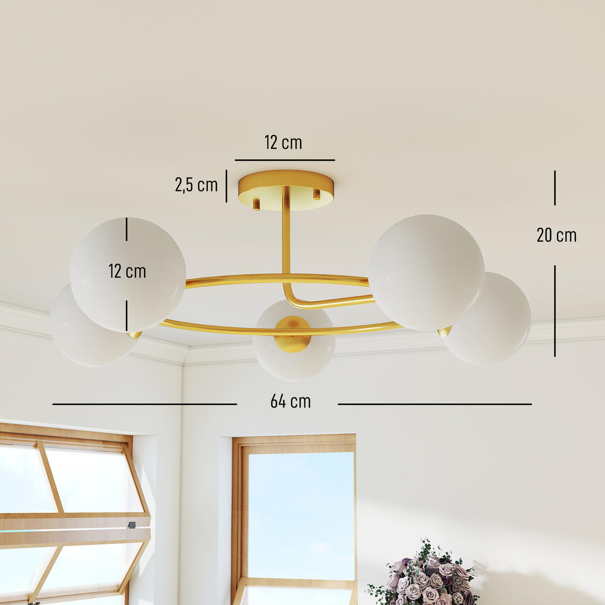 DECKENLEUCHTE Metall, Kunststoff Gold - Goldfarben, Metall (64/64/20cm) - HOMCOM