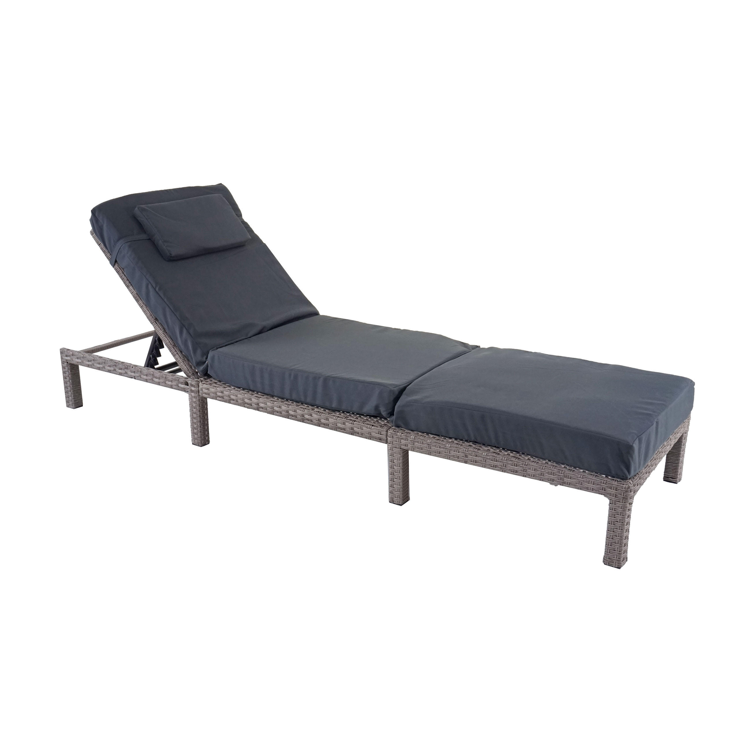 POLY-RATTAN SONNENLIEGE PREMIUM Grau, Grau - Grau, Kunststoff (60/71/198cm) - MCW