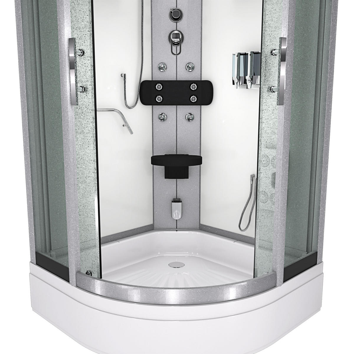 DAMPFDUSCHE Duschkabine D58-50M2-EC Weiß 90x90 - Weiß, Glas/Kunststoff (90/90/225cm) - AcquaVapore by Sandra Jentho