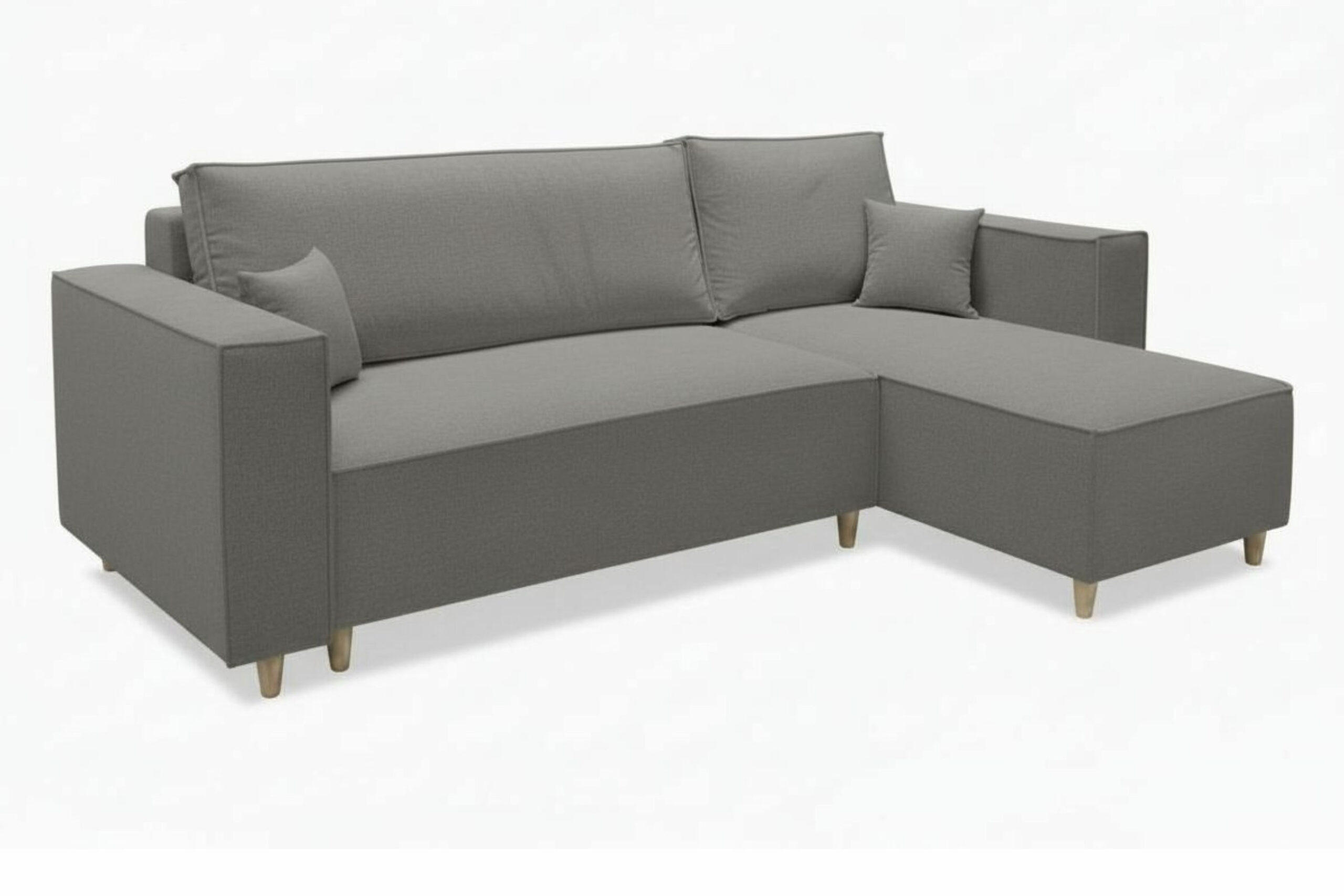 ECKSOFA RIO mit Schlaffunktion und Bettkasten, Farbe: Grau, Velourstoff, Ottomane Universal - Grau, Textil (249/142cm) - Marpur