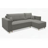 ECKSOFA RIO mit Schlaffunktion und Bettkasten, Farbe: Grau, Velourstoff, Ottomane Universal - Grau, Textil (249/142cm) - Marpur