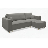 ECKSOFA RIO mit Schlaffunktion und Bettkasten, Farbe: Grau, Velourstoff, Ottomane Universal - Grau, Textil (249/142cm) - Marpur