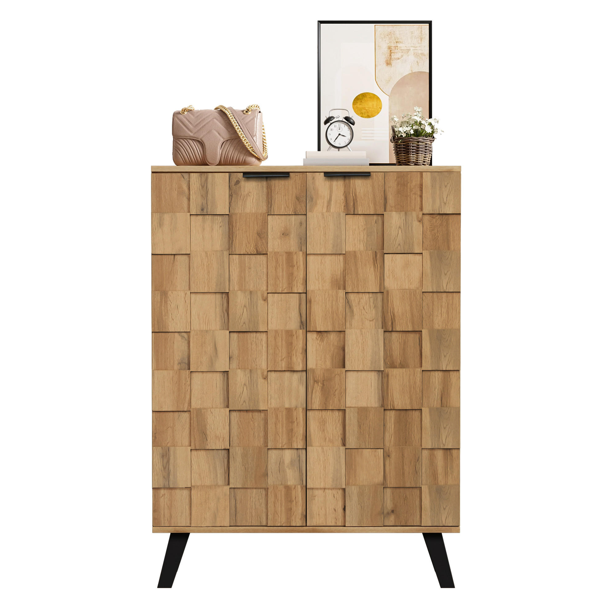 SCHUHSCHRANK 80,5/35/109,5 cm holzfarben aus Spanplatte mit 5 Fächern - Naturfarben, Holzwerkstoff (80.5/109.5/35cm) - OKWISH