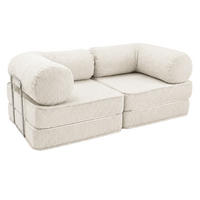 SOFA SURB Duo 100 Schlafsofa 2-Sitzer Creme 200/100 cm - Chromfarben/Creme, Textil/Metall (200/70/100cm) - SURB