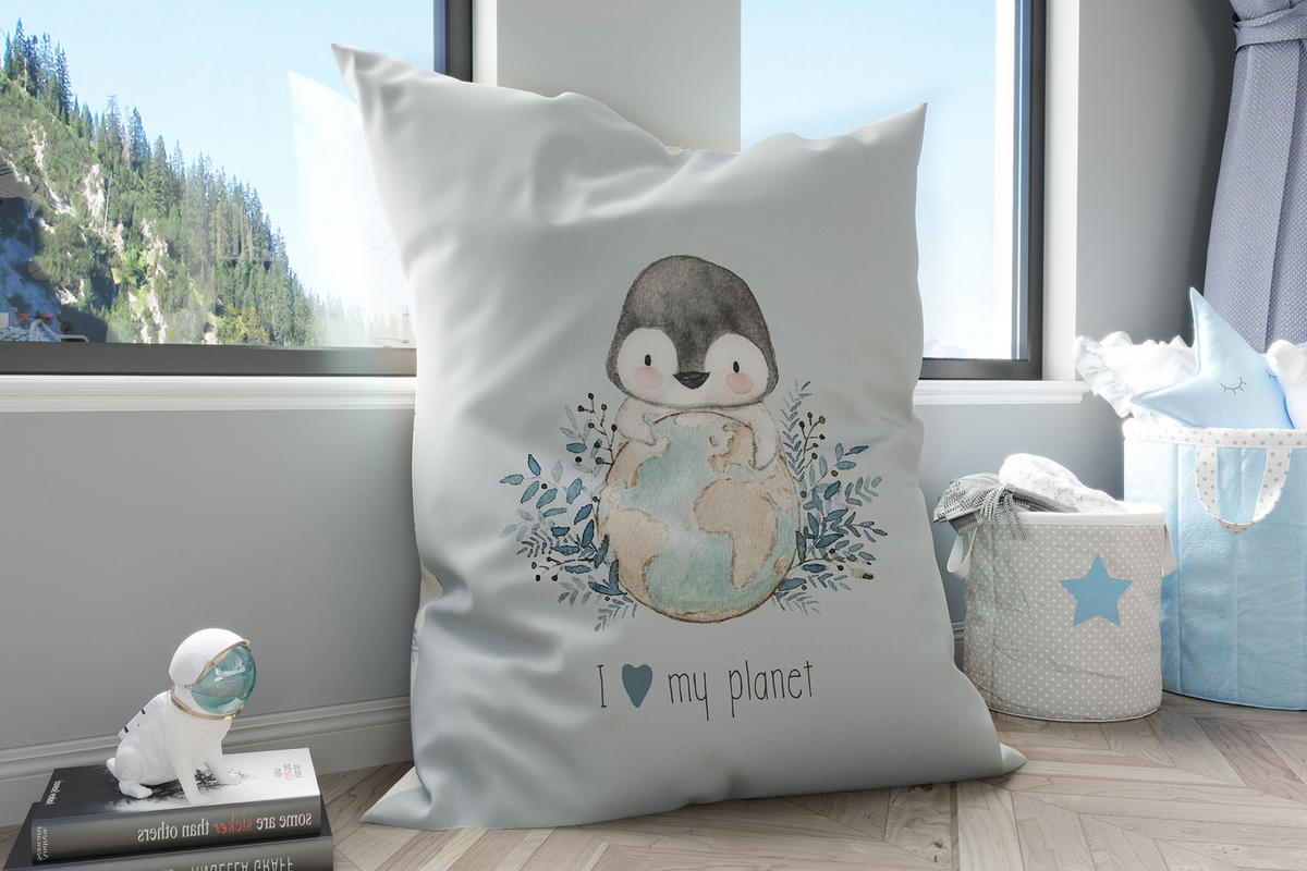 KINDER-SITZSACK - Pinguin - Pastellblau/Weiß, Textil (100/25/135cm) - Green Bean
