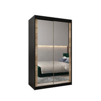 SCHWEBETÜRENSCHRANK 200/120/62 2-türig - Silberfarben/Schwarz, Holz/Kunststoff (120/200/62cm) - Abiks Möbel