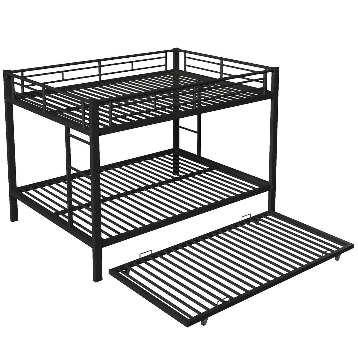 ETAGENBETT 140/200 cm aus Metall in Schwarz mit Ausziehbett und hohen Gittern - Schwarz, Metall (140/200cm) - OKMYHOME