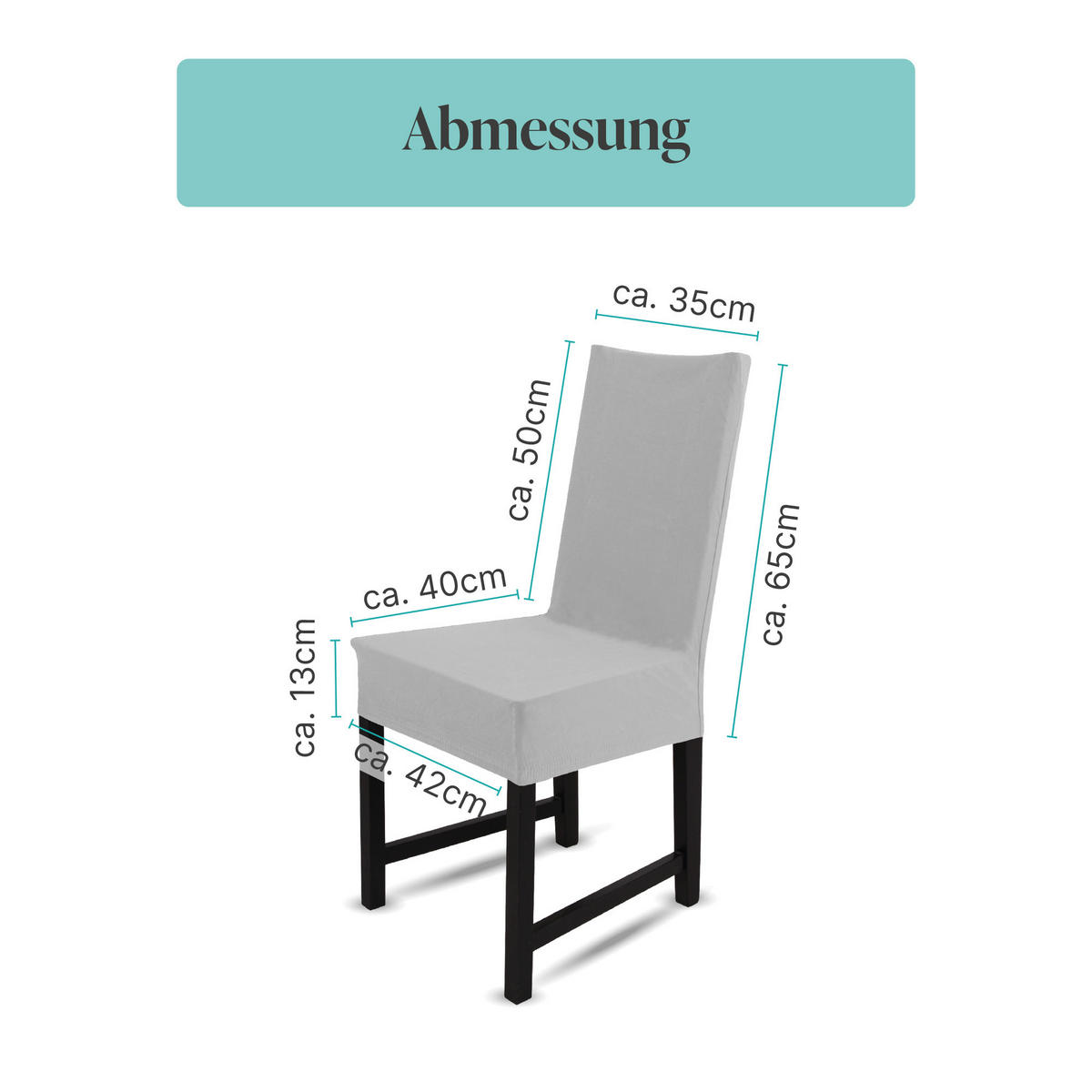 STUHLHUSSE elastisch ( Silber ) - Stretchhusse aus Baumwolle für Esszimmer, Küche ( 42 cm x 65 cm ) - Silberfarben, Textil (42/65cm) - Bestlivings