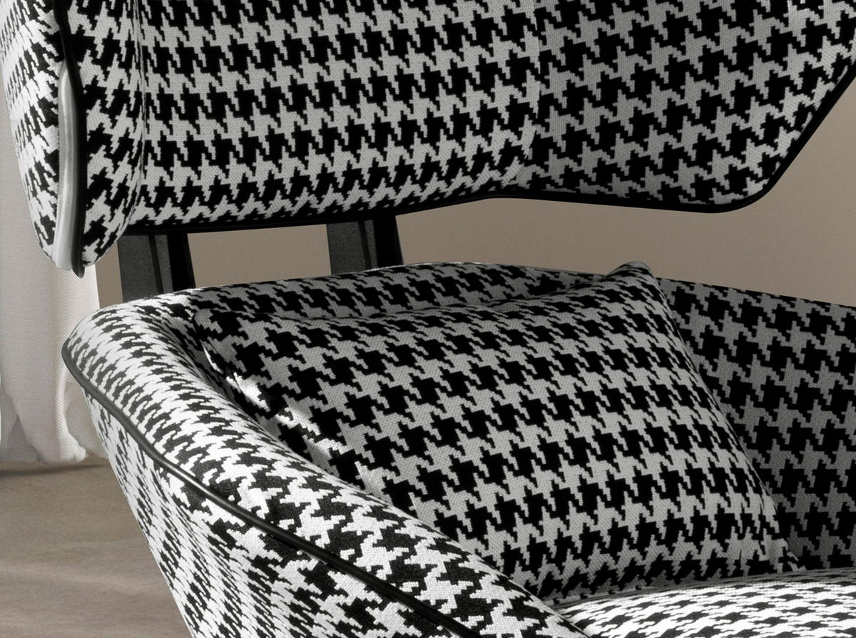 DREHSESSEL Schwarz und weiß 85/95/98 cm - Schwarz, Textil/Metall (85/98/95cm) - ANGEL CERDA