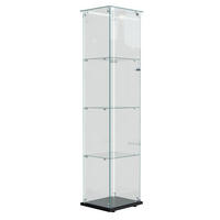 VITRINE Glas LED, Einzeltür, 4 Regale, mit Schloss, Schwarz - Schwarz, Holz (35/163/39.8cm)