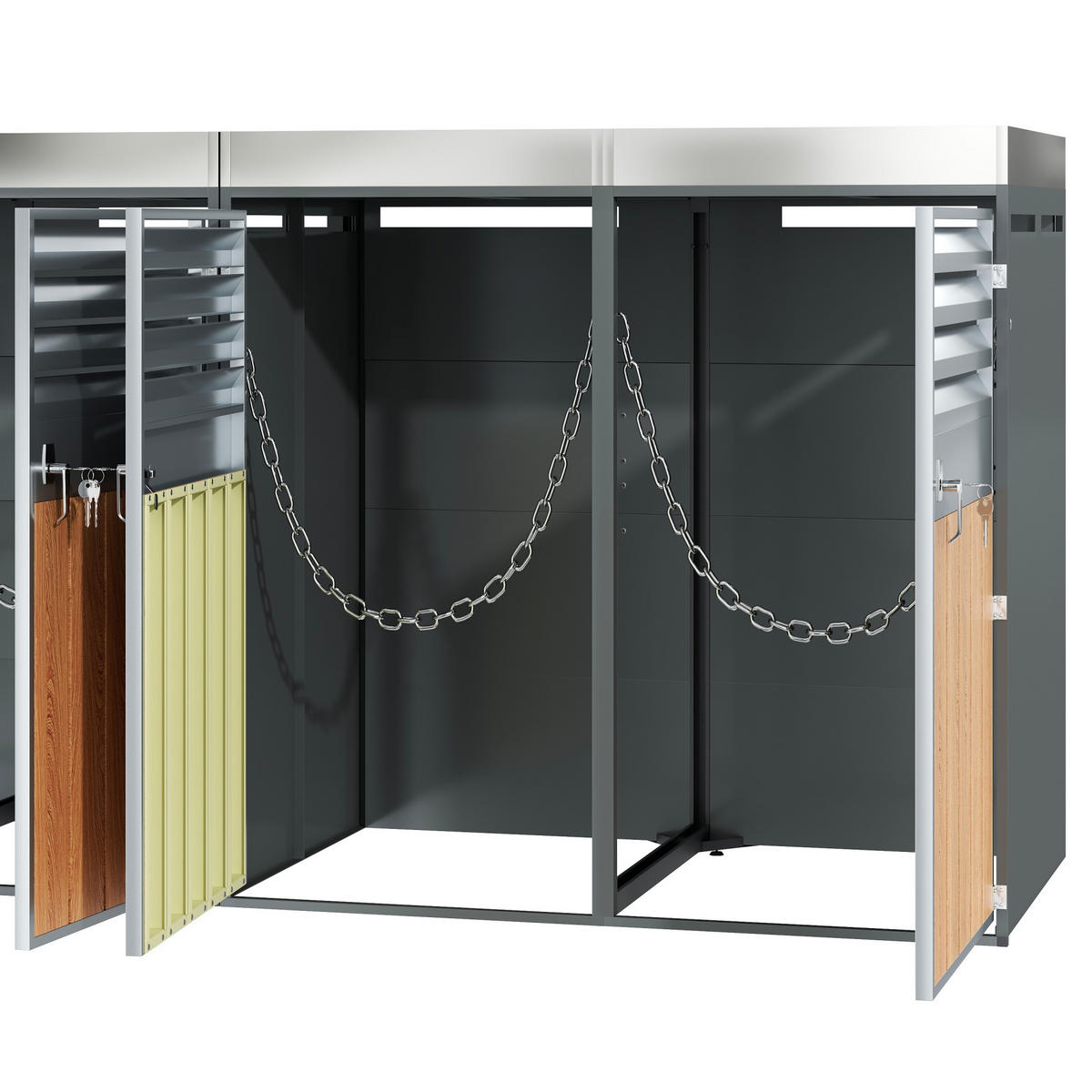 MÜLLTONNENBOX Mit Pflanzfläche Grau/Holzoptik - Grau, Metall (132/124.5/80cm) - ComfortXL