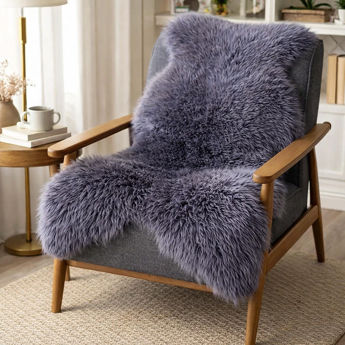 LAMMFELL Öko Schaffell grau kurzhaar 2. Wahl Teppich ca. 105 cm - Dunkelgrau/Grau, Fell (60/105cm) - Provellus