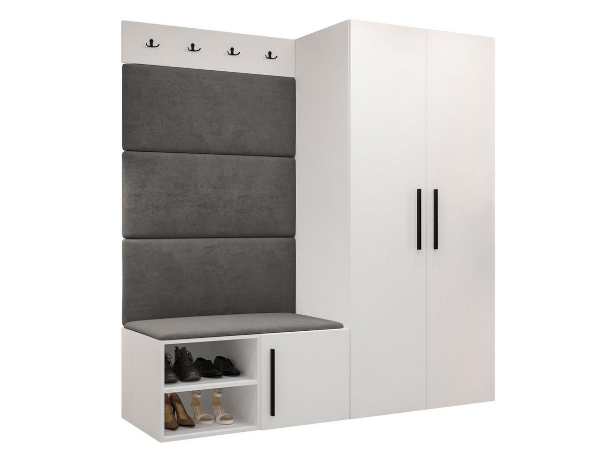 GARDEROBEN-SET Medi I - Schwarz/Weiß, Holzwerkstoff/Kunststoff (80/191/50cm) - MIRJAN24