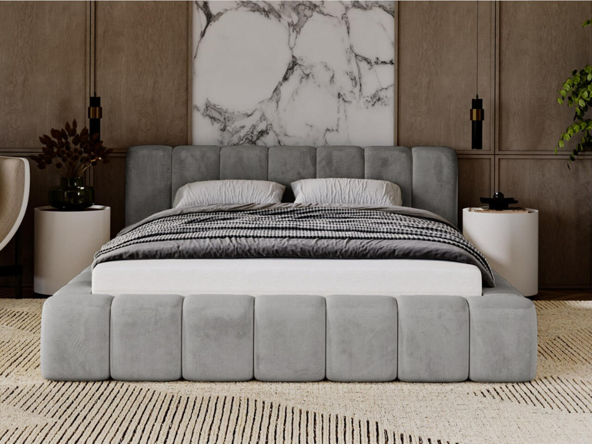 POLSTERBETT Ibiza 160x200 Grau - Naturfarben/Grau, Holz/Textil (160/200cm) - Graingold