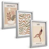 BILDER SET 3er Set - 20x30 cm Silberner Rahmen - Matisse Boho abstrakte Muster - Silberfarben, Kunststoff (20/30cm) - TULUP