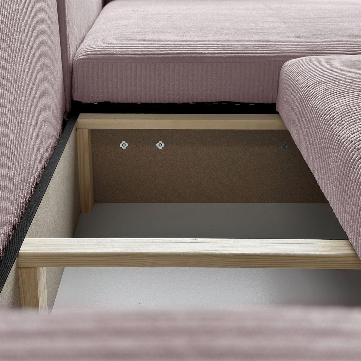 ECKSOFA Gepolstertes PRESTIGE XL mit Schlaffunktion und Bettkasten, Poso 27 - Rosa, Textil (277/143cm) - Lookway