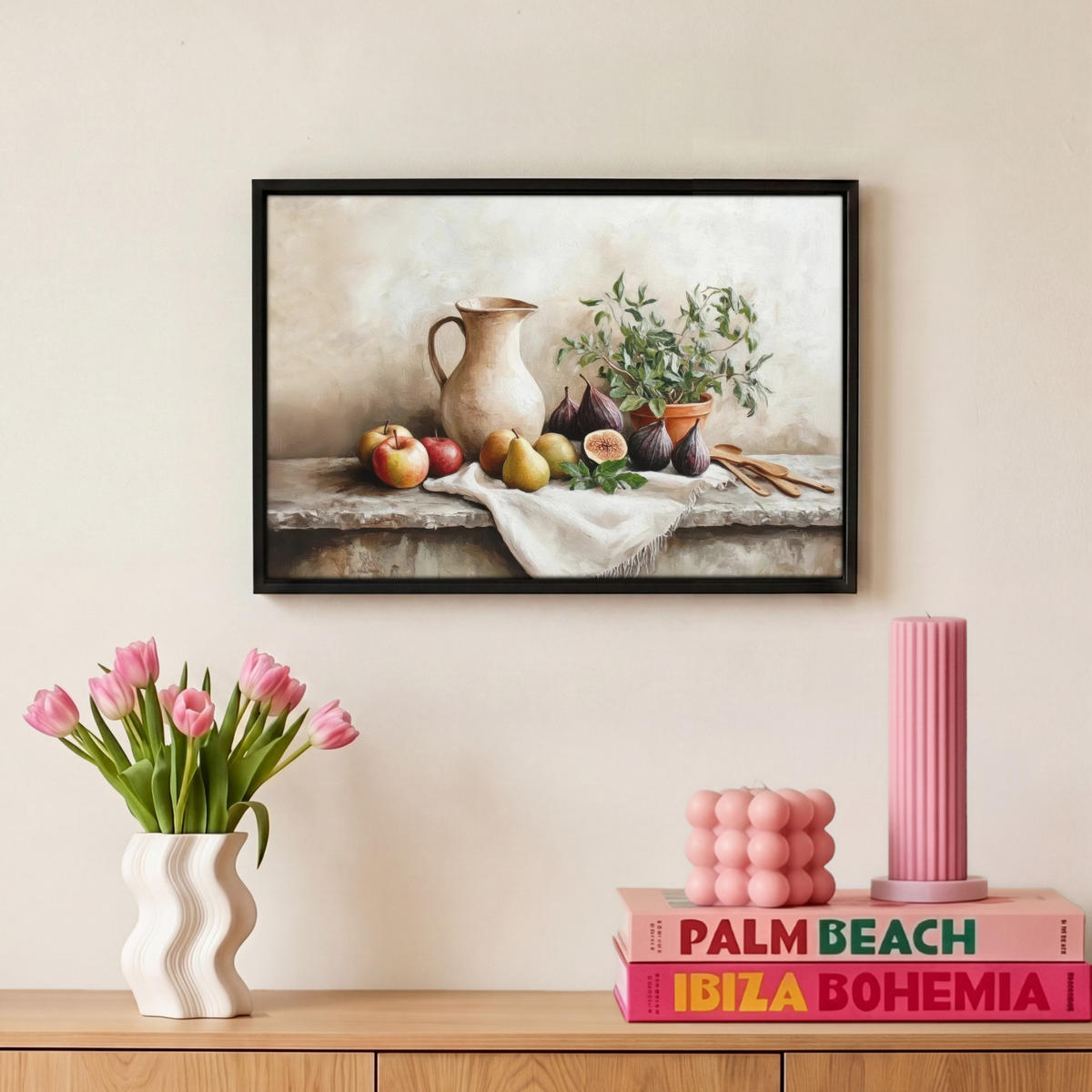 LEINWAND Bilder mit Rahmen - Obst - Kräuter - Ländlich - 30x20 - Naturfarben, Textil (30/20cm) - MuchoWow