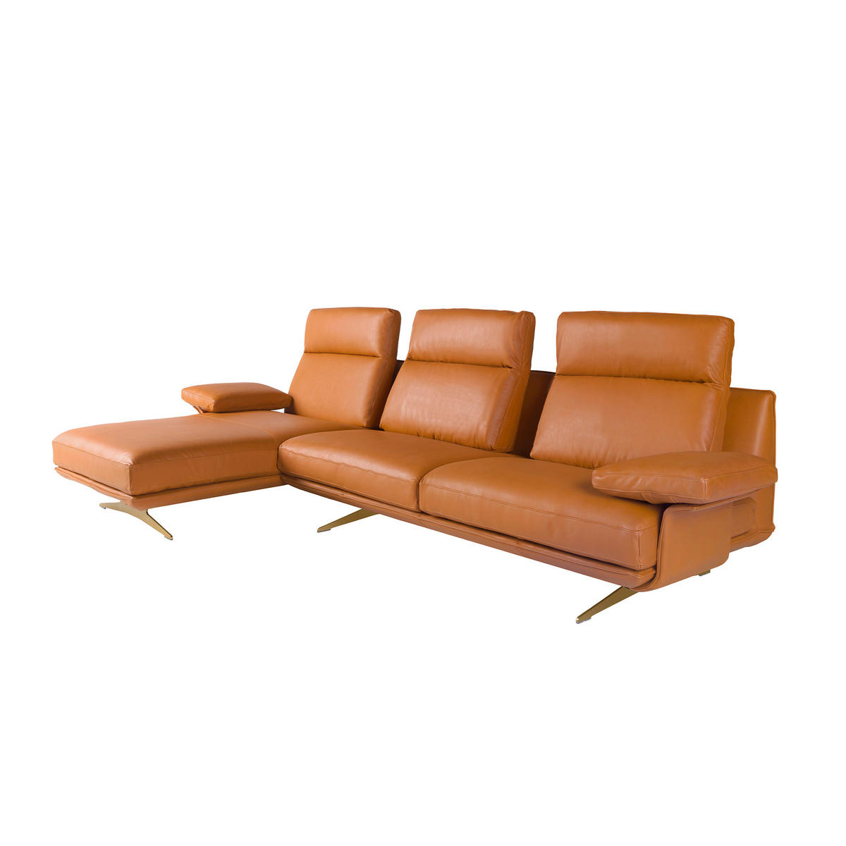 ECKSOFA Linkes Chaiselongue-Sofa aus braunem Terrakotta-Leder 333/169/102 cm - Terracotta, Leder (333/169cm) - ANGEL CERDA