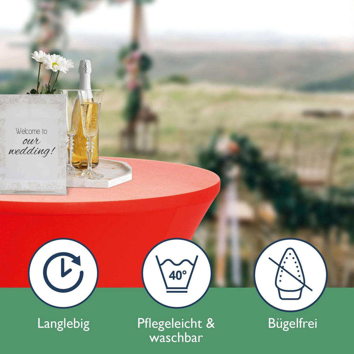 STEHTISCHHUSSE Stella Ø 70cm Rot (2tlg) - Rot, Textil (700/120cm) - Beautissu 