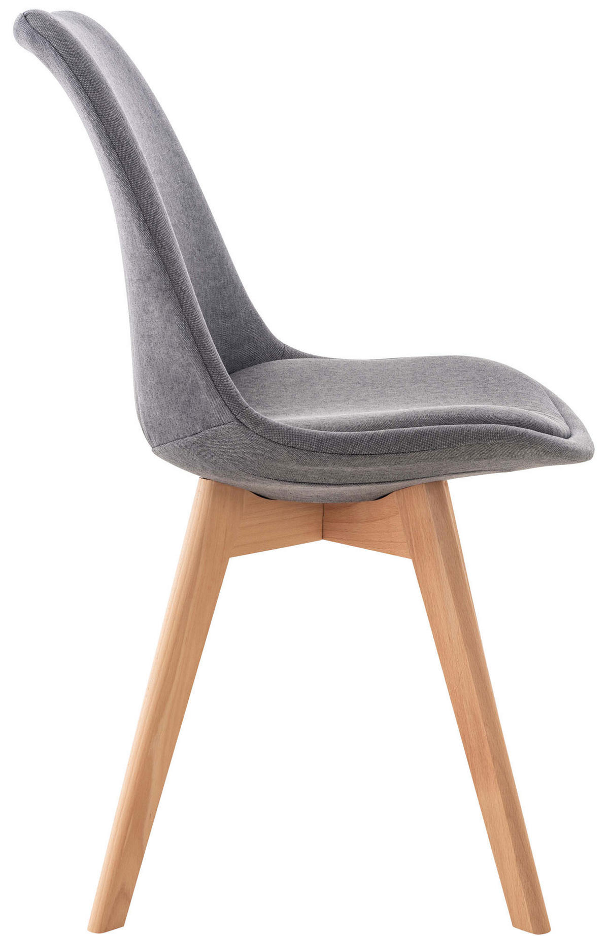 STUHL 4er Set Stoff grau - Eukalyptusholzfarben/Grau, Holz/Textil (49/83/50cm) - CLP
