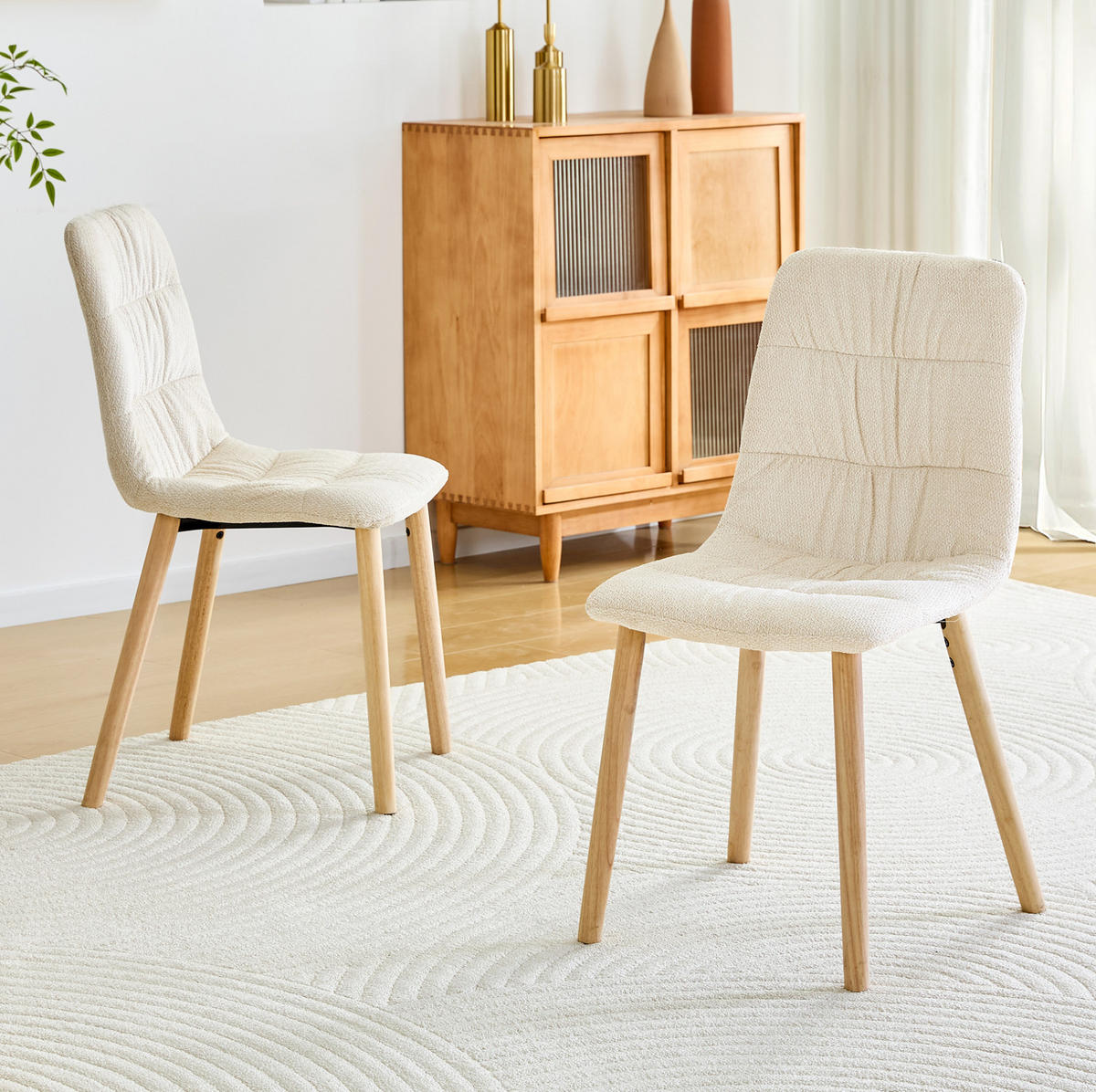 ESSZIMMERSTUHL mit Stoffbezug 88 cm Weiß Massivholzbeine 2er-Set - Weiß, Holz (48/88/44cm) - Meubliv