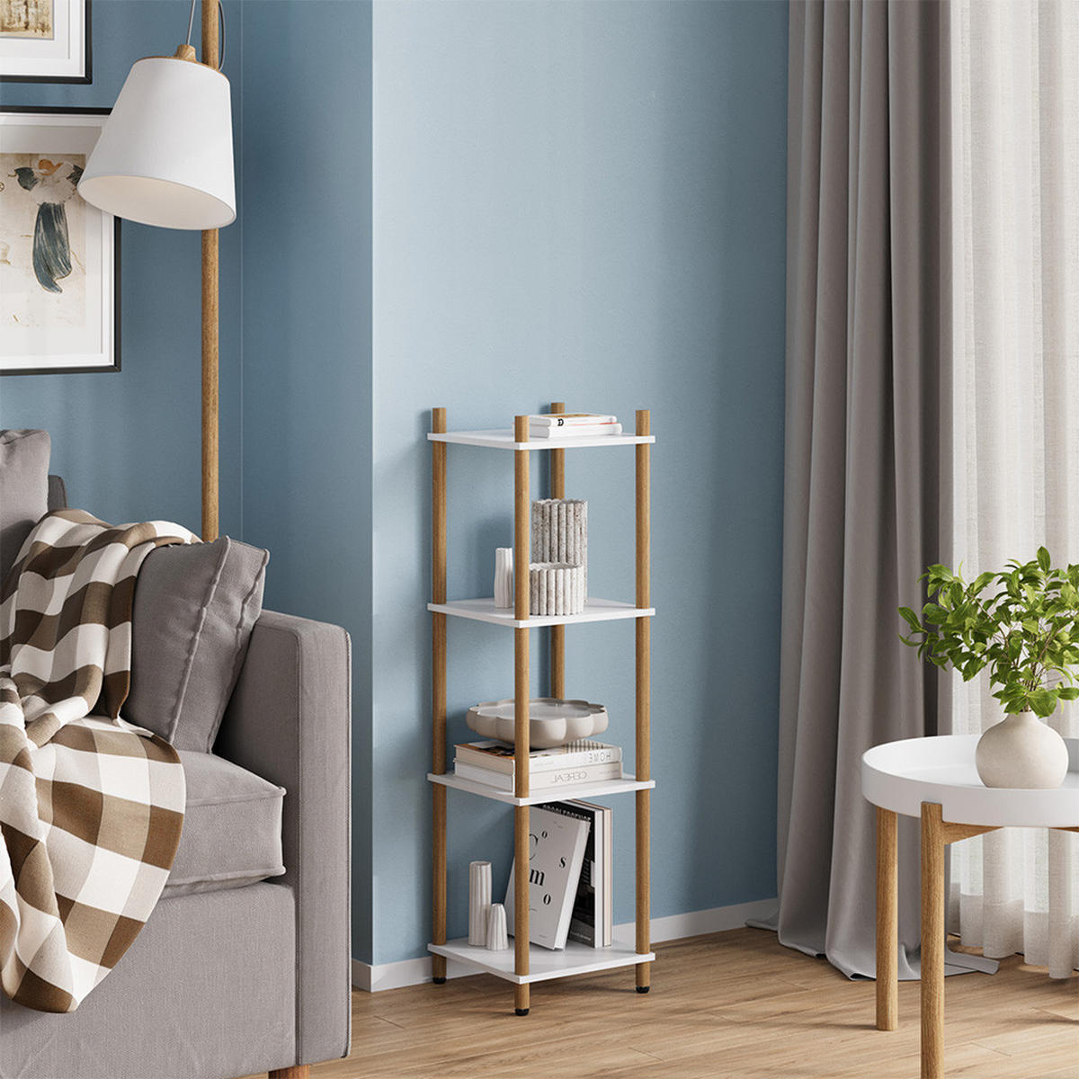 ROHOVÁ POLICE Bivio Bílá/borovice - bílá, kompozitní dřevo (30/102.5/30cm) - Vicco