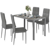 ESSGRUPPE mit 4 Stühlen, Küchentisch mit Kunstlederstühlen, 120 x 70 x 75 cm, grau - Grau, Metall (120/75/70cm)