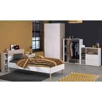 JUGENDZIMMER weiß, Eiche, Komplett-Set 6-teilig mit vielen Fächern - Eichefarben/Weiß, Holzwerkstoff (95/205/206cm) - Parisot Meuble