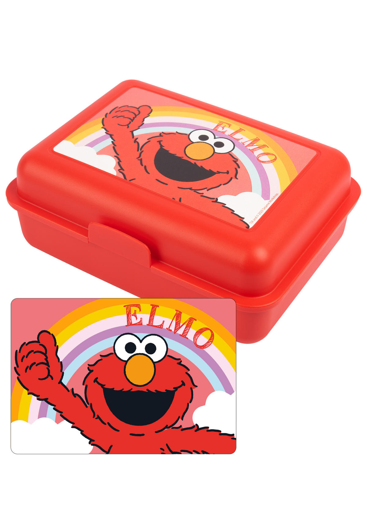 BROTDOSE Sesamstraße Elmo Regenbogen Rot 17,5 x 12,8 x 6,9 cm - Rot, Kunststoff (17.5/6.9/12.8cm) - United Labels