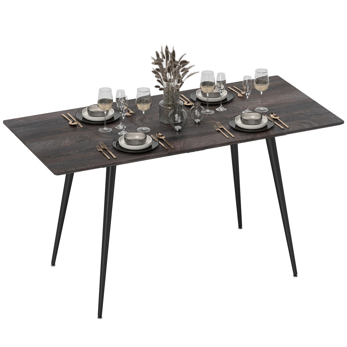 ESSTISCH ausziehbar DE-08409 120-160 cm mit Stahlbeinen Schwarz - Grau, Holzwerkstoff (160/75/77cm) - ComfortXL