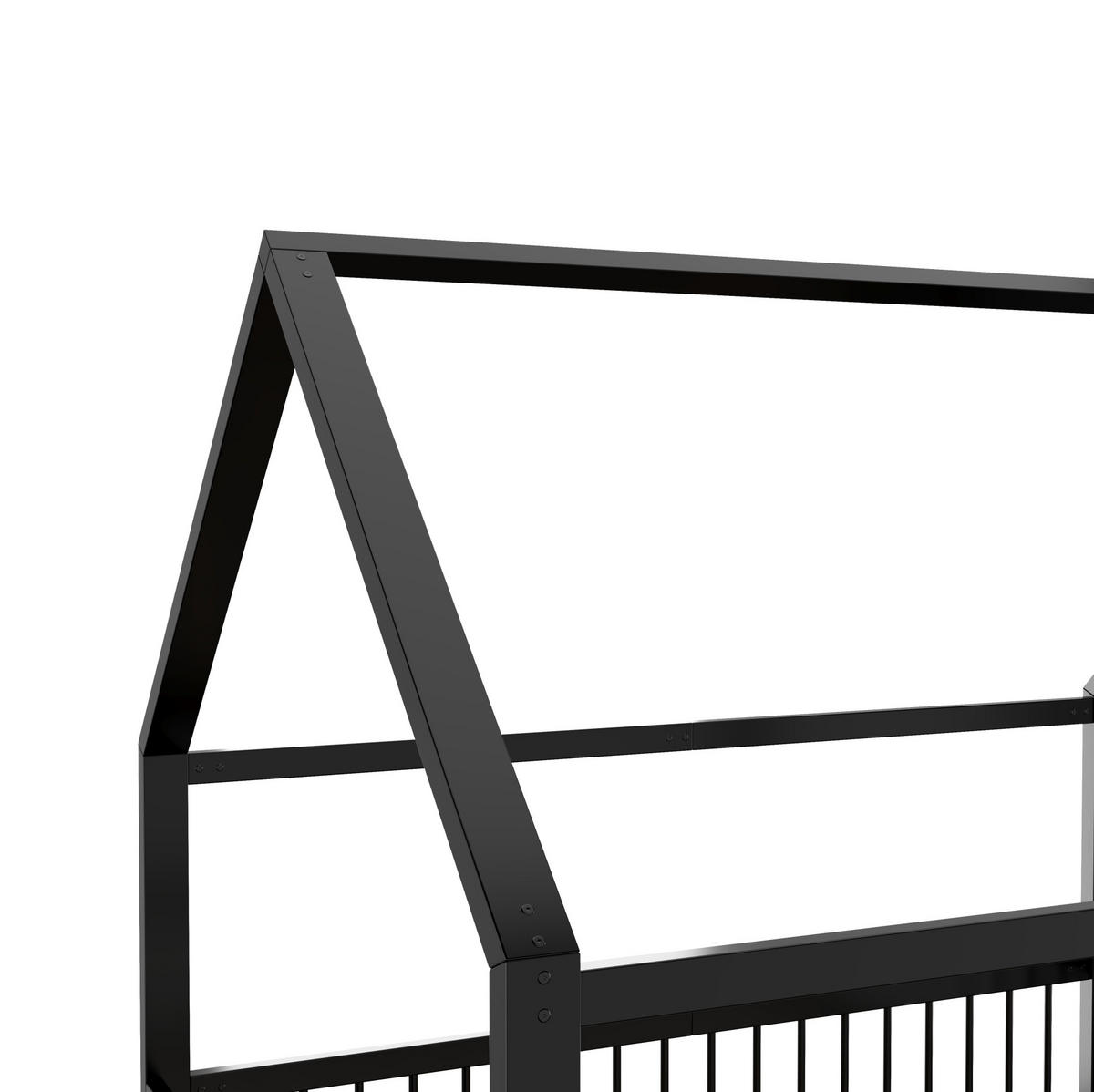 HAUSBETT 140/200 cm Schwarz aus Metall mit Dachdesign - Schwarz, Metall (140/200cm) - OKMYHOME