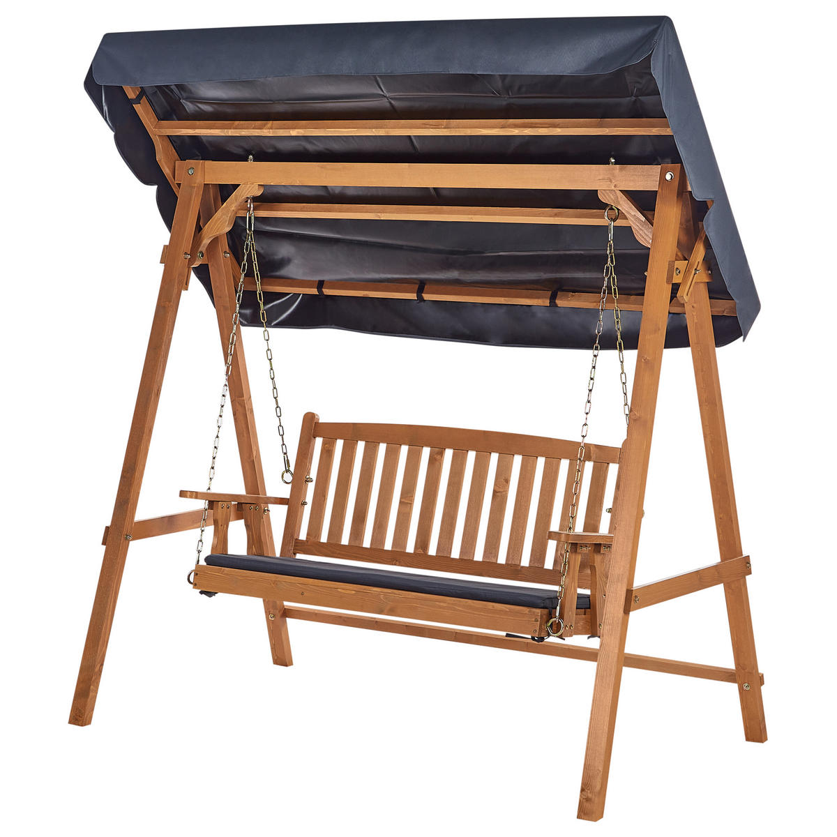 HOLLYWOODSCHAUKEL 2-Sitzer Heller Holzfarbton Fibbialla - Hellbraun/Grau, Holz (183/180/109cm) - Beliani
