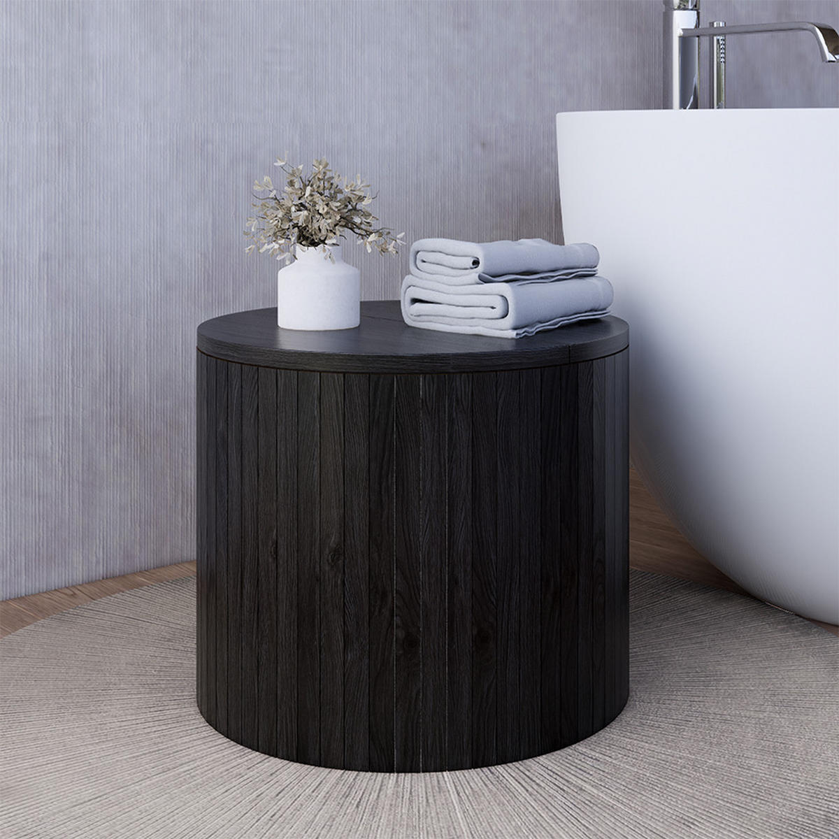 COUCHTISCH-SET Tavilo Eiche/Schwarz 48 x 48 cm 2 Teile - Schwarz/Braun, Holzwerkstoff (48/48/38cm) - Vicco