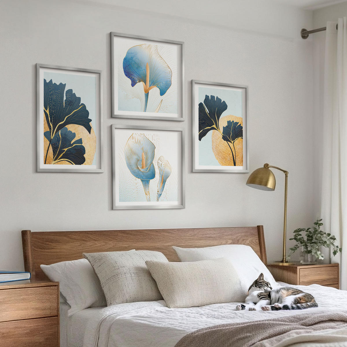 WANDBILDER 4er Set - 50x50 cm & 40x60 cm Silberner Rahmen - Zitronenweinporträt Kahlo - Silberfarben, Kunststoff (50/50cm) - ArtPrintCave