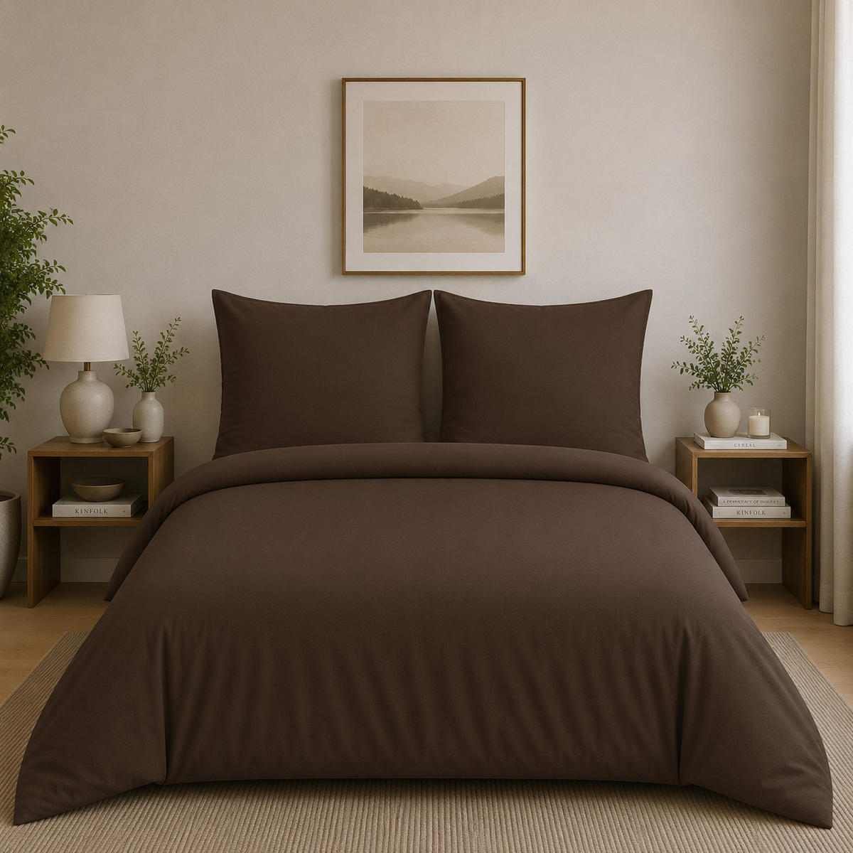 BETTWÄSCHE 3-teilig 200/200 cm UNI DUNKELBRAUN - Dunkelbraun, Textil (200/200cm) - ROLFNERS
