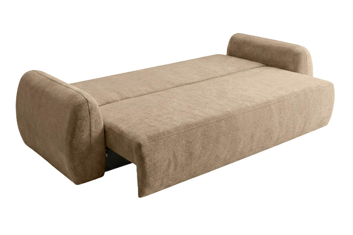 POHOVKA S Funkcí Spaní A Úložným Prostorem, Látka Doha, Tmavě Béžová, HELA - béžová, dřevo (250/89/100cm) - Kaiser Möbel