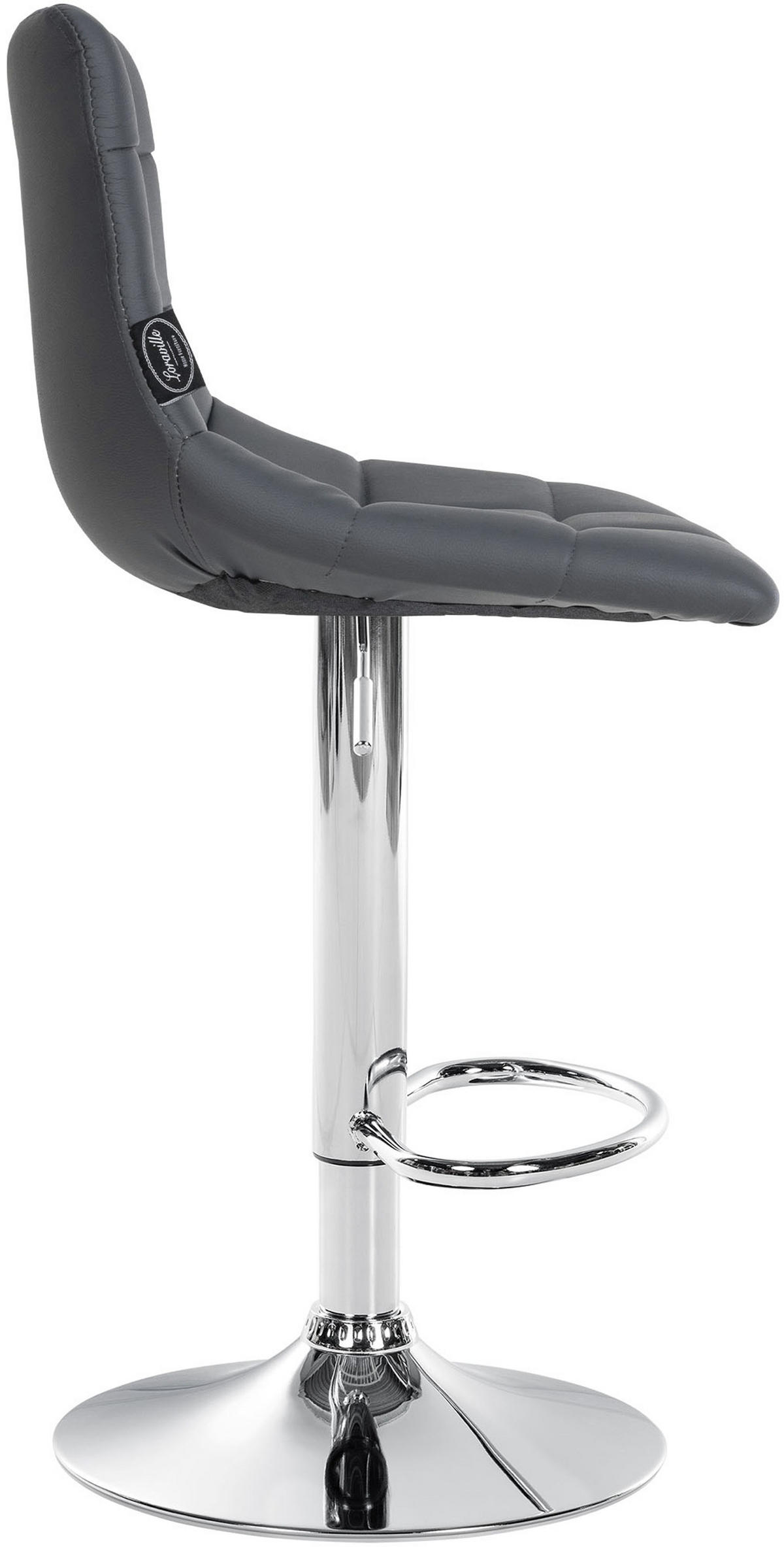BARHOCKER 2er Set James Kunstleder chrom grau - Chromfarben/Grau, Kunststoff/Metall (43/108.5/46.5cm) - TPFLiving