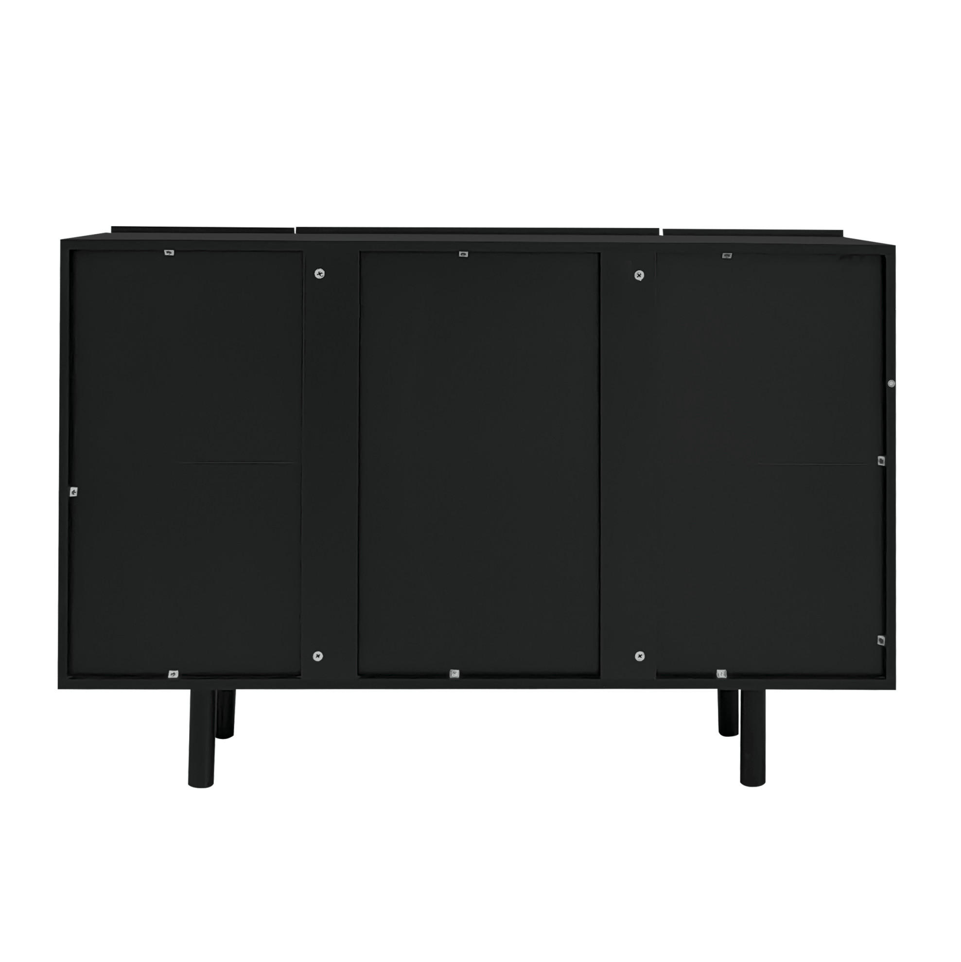 SIDEBOARD 4-türig aus MDF in Schwarz mit tropfenförmigen Schnitzereien und Soft-Close-Scharnieren, 120/37,5/80,8 cm, Schwarz - Schwarz, Holzwerkstoff (120/37.5/80.8cm) - Redom