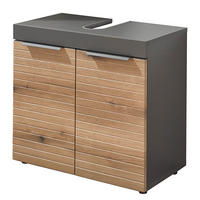 WASCHBECKENUNTERSCHRANK - Eichefarben/Graphitfarben, Holzwerkstoff (60/61/35cm) - home24