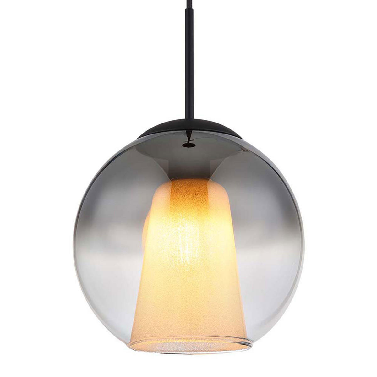 HÄNGELEUCHTE Glas Kristall Grau - Schwarz, Glas (25/25/120cm) - Globo Lighting