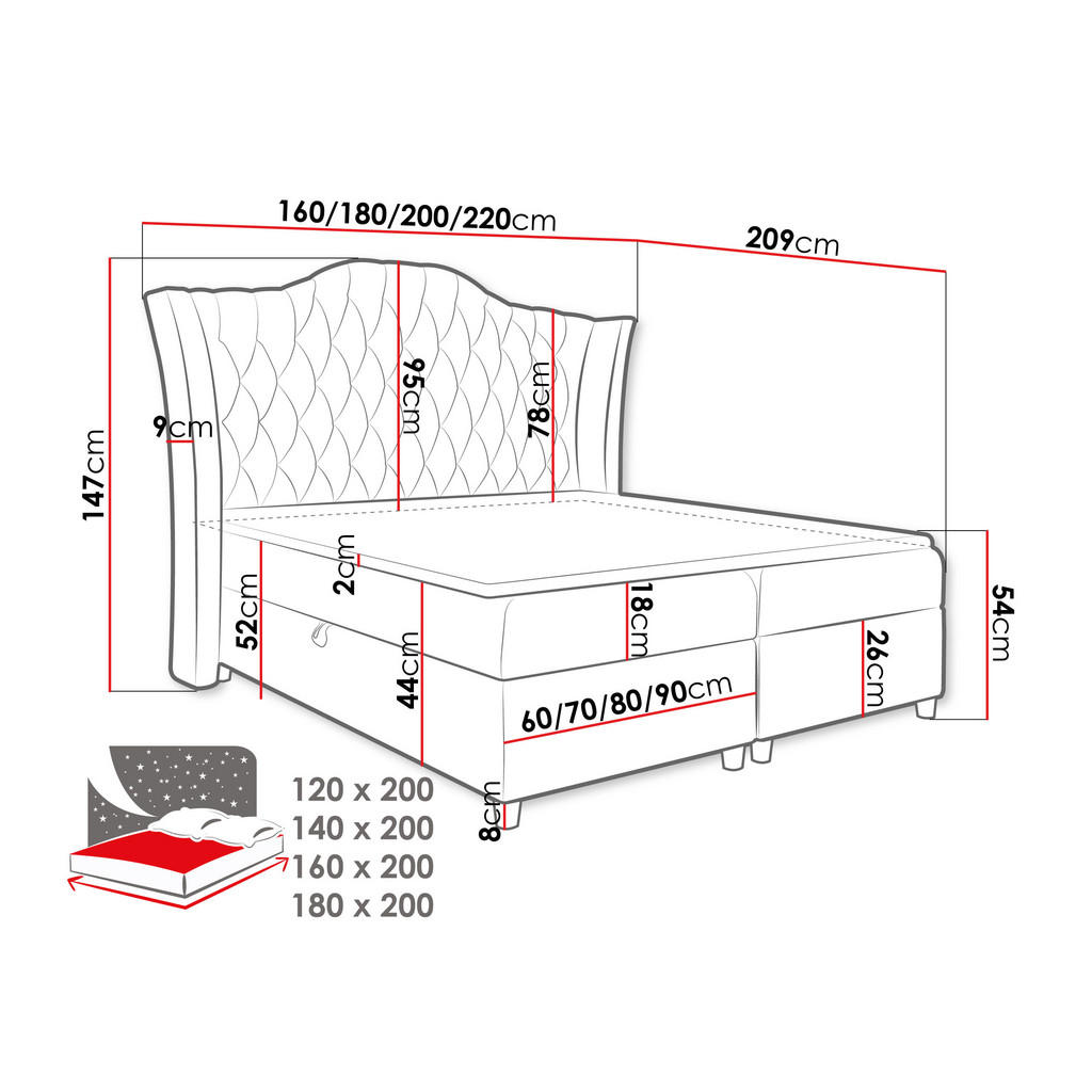Thumbnail - Mirjan24 Boxbett, Natur, Holz, H3, 180x200 cm, Schlafzimmer, Betten, Boxspringbetten