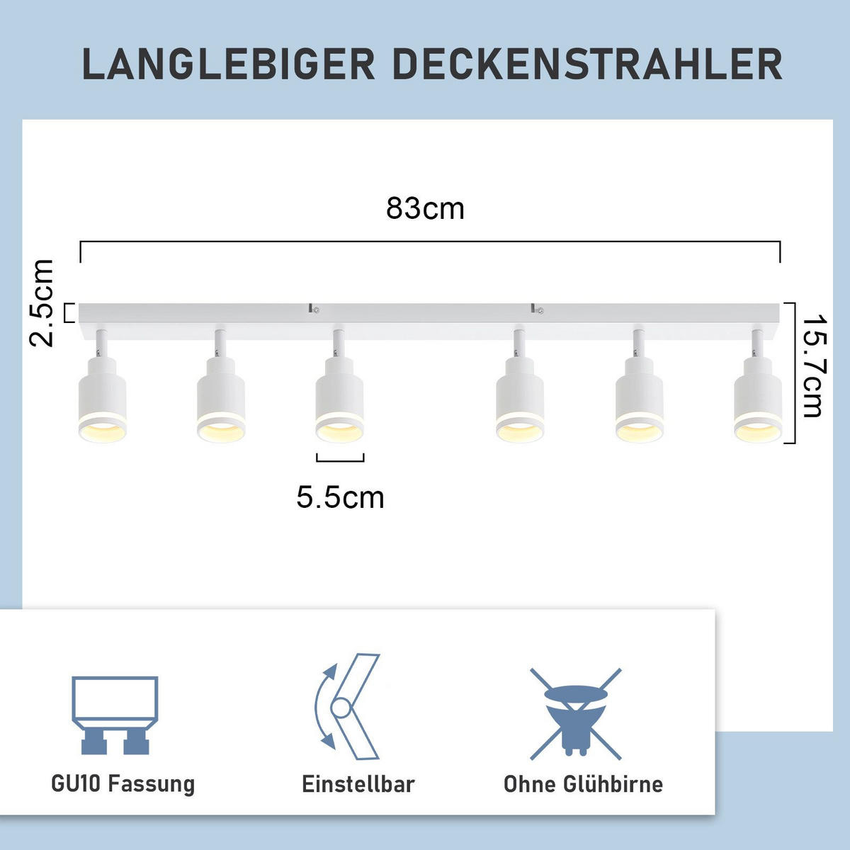 STRAHLER Emotion 6-flammig 83/5/15.7 cm - Weiß, Metall (83/5/15.7cm) - ZMH