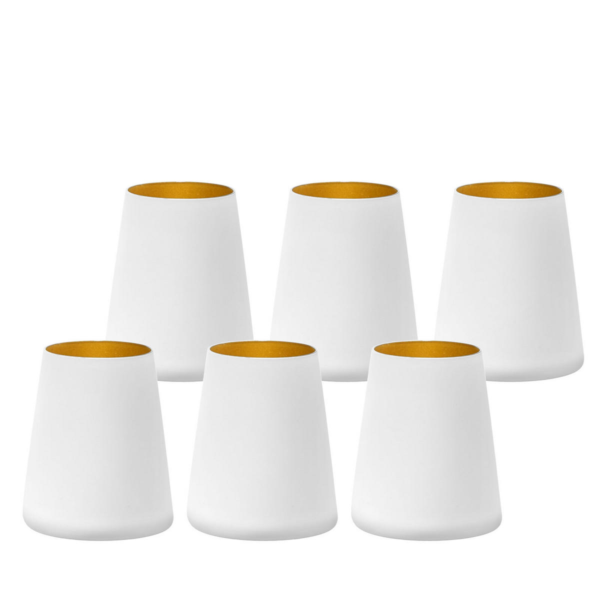 BECHER Power Weiß-Gold 380 ml 6er Set - Goldfarben/Weiß, Glas (0.38L) - Stölzle Lausitz